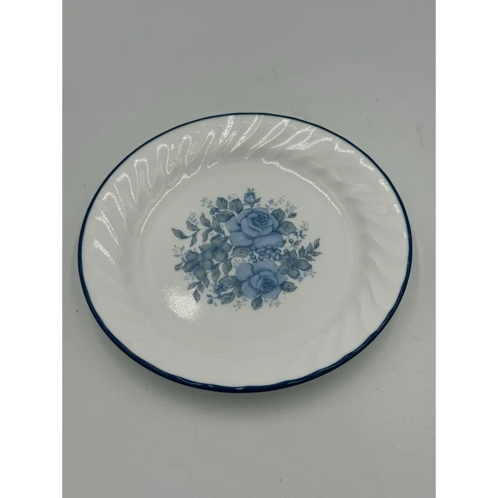 Corelle Blue Velvet Bread Dessert Plate Livingware Swirl Rim Vintage